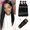 Human Hair Products Peruvian Virgin Hair Straight With Closure 100 Human Hair 3 Bundles Peruvian Straight Hair With Closure