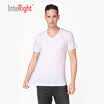 INTERIGHT short-sleeved T-shirt mens cotton V-neck bottoming shirt 2 pieces gray Navy XL