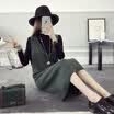 sustory Women&39s 2017 autumn&winter Korean version of the sleeveless solid color sweater sets of wool sweater dress sweater dress SRSU017 army green S