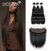 HCDIVA Peruvian Straight With Lace Frontal Closure With Bundles Hair Products Full Lace Frontal Closure Free Part With Bundles