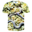 3D Printed T-shirts Men Short sleeve Blouse Hipster Costume Boys Tops -Snake&Rose Flower