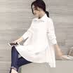 Fort Sheng 2017 new women autumn solid color commuter lapel long sleeves loose pleated cotton shirt Slim simple elegance yzLWQY3732 white L
