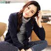 Yinman INMAN 2017 autumn new wild Slim art Fan embroidered stand-up baseball service female short section autumn jacket 1863042155 sapphire blue XL