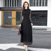 Fort Sheng 2017 new women&39s autumn dress skirt fashion solid color hook flower hollow temperament elegant Slim long section dress yzSWG1791 black L