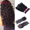 Indian Deep Wave With Closure 3 Bundles With Closure Indian Virgin Hair With Closure Queen Hair Products With Closure Bundle