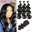 3 Bundles Hair With Lace Closure Brazilian Body Wave Human Hair Bundles with Closure Free Middle Three Part Alot Hiar Products