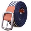 Half cigarette canvas belt men&39s belt smooth buckle youth Korean version of the belt pin buckle casual outdoor students B-170537 Tibetan blue&white stripes 115