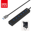 UNITEK Y-3090BBK USB30 high-speed expansion of 7-port HUB multi-interface hub 12 meters black with external power supply mobile phone tablet fast charge splitter