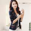 Markentsee 2017 new women&39s autumn short jacket Slim fashion suit plaid long sleeve small suit a buckle shirt zx1782844 red grid L