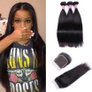 3 Bundles With Closure Malaysian Straight Hair 7A Unprocessed Virgin Hair With Closure Straight Bundles With Closure Human Hair