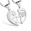 1Pair Love New Fashion Jewelry Titanium Stainless Pendant Necklace With Chain Split Joint Heart Pendant Couples Lovers Clavicle Wi