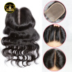 Peruvian Virgin Hair Body Wave Lace Closure Bleached Knots Free Middle Three Parting In Stock