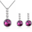 Round Crystals Pendant Necklace Earrings Jewelry Sets For Women Gift Bride Wedding Jewelry White Gold Color Accessories