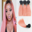 Hot new Hair Ombre Color T1B Pink 3PcsLot Brazilian Virgin Hair Full Set Hair Wefts Extensions Free Shipping