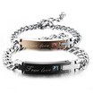 Women Man Titanium Stainless True Love Couples Bracelet Romantic Bangle With Blue Pink Crystal Chain Fashion Fine ID wristband J