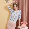 Semir T-shirt female 2017 autumn new women&39s thin round necklace printed compassionate student jacket five points sleeve head 17316010002 white tone S