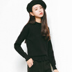 City plus CITYPLUS 2017 autumn&winter new women&39s art prodigy short section hem wooden ear long-sleeved sweater sweater CWYC179357 black uniform