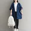 City plus CITYPLUS 2017 autumn&winter new art women loose embroidery wild long-sleeved cowboy jacket casual windbreaker CWWT179664 dark blue large yards