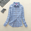 Hot Sale Autumn Winter Ladies Female Casual Cotton Lapel Long-Sleeve Plaid Shirt Women Slim Outerwear Blouse Tops Clothing
