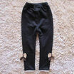 Cute Kids Girls Bowknot Polar Fleece Warm Pants Denim Trousers Leggings Winter
