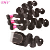 BHF Hair Peruvian Virgin Hair With Closure Body Wave With Closure 3 Bundles With Closure 8"-26" Hair Extensions