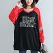 City plus CITYPLUS 2017 autumn&winter new style women&39s clothing large size fat MM loose round neck letters printed stitching bat sleeve wild long-sleeved T-shirt CWTC179657 black uniform
