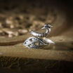 Luo Linglong 925 sterling silver feathers diamond ring ring personality retro couple ring creative fashion ring