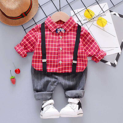 Autumn Fashion infant clothing Baby Suit Baby Boys Clothes Gentleman Bow Tie grid shirt suspender Baby Long Set
Autumn Fashion infant clothing Baby Suit Baby Boys Clothes Gentleman Bow Tie grid shirt suspender Baby Long Set