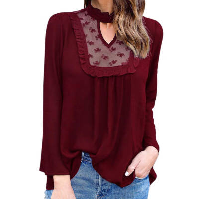 Womens Summer Casual Chiffon Lace Hellow Out V-neck Tops Blouse Loose Long Sleeve Shirt
Womens Summer Casual Chiffon Lace Hellow Out V-neck Tops Blouse Loose Long Sleeve Shirt