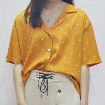 Office Lady Tops And Blouses Fashion Women Summer Short Sleeve Blouse Polka Dot Womens Turn Down Collar Casual Short Tops
Office Lady Tops And Blouses Fashion Women Summer Short Sleeve Blouse Polka Dot Womens Turn Down Collar Casual Short Tops