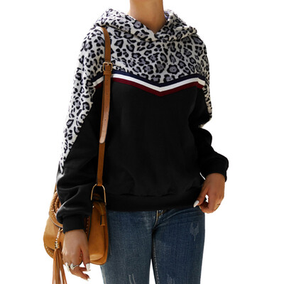 New Arrival Women Hoodie Leopard Print Stitching Long Sleeve Loose Hooded Sweatshirt Pullover Hoodie Women Casual Tops
New Arrival Women Hoodie Leopard Print Stitching Long Sleeve Loose Hooded Sweatshirt Pullover Hoodie Women Casual Tops