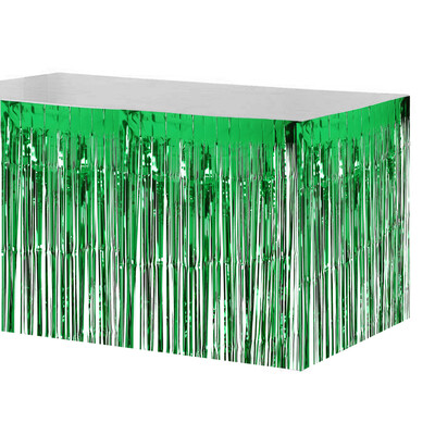 74 274cm Metallic Foil Fringe Table Skirt Tinsel Shimmer Table Skirt Decoration for Hotel Reception Wedding Christmas Party--Gre
74 274cm Metallic Foil Fringe Table Skirt Tinsel Shimmer Table Skirt Decoration for Hotel Reception Wedding Christmas Party--Gre