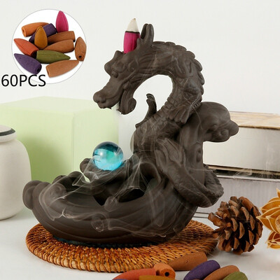 Backflow Censer Smoking Flow Ceramic Incense Holder Decoration with 5060PCS Backflow Incense for Home Office
Backflow Censer Smoking Flow Ceramic Incense Holder Decoration with 5060PCS Backflow Incense for Home Office