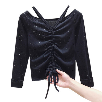 Sequin Women Cropped Top Solid Color Long Sleeve Slim Korean Style Tshirt Chic Sexy Female Tee tshirt
Sequin Women Cropped Top Solid Color Long Sleeve Slim Korean Style Tshirt Chic Sexy Female Tee tshirt