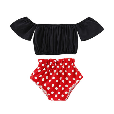 Summer Baby Girl Clothes Fashion Short Sleeve Off-shoulder Tops T-shirt With Dot Print Briefs PP Shorts Outfits Set
Summer Baby Girl Clothes Fashion Short Sleeve Off-shoulder Tops T-shirt With Dot Print Briefs PP Shorts Outfits Set