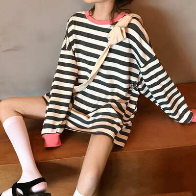 Autumn New Arrival Contrast Color Chic Striped Casual Long-sleeved T-shirt Loose Long Student T-shirt
Autumn New Arrival Contrast Color Chic Striped Casual Long-sleeved T-shirt Loose Long Student T-shirt
