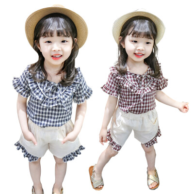Fashion Children Girls Clothes Summer Plaid Print Flare Sleeve T-shirtShorts Suits 2Pcs Costume Set
Fashion Children Girls Clothes Summer Plaid Print Flare Sleeve T-shirtShorts Suits 2Pcs Costume Set