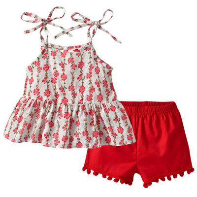 Children Sets Girls Cotton Lace-up Red Flower Printed Top Red Shorts Baby Children Girls Summer Sleeveless Casual Clothing
Children Sets Girls Cotton Lace-up Red Flower Printed Top Red Shorts Baby Children Girls Summer Sleeveless Casual Clothing