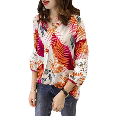 Women Loose Lace Plus Size Blouse Leaves Printed Casual Autumn Femme Stand Neck Blusas
Women Loose Lace Plus Size Blouse Leaves Printed Casual Autumn Femme Stand Neck Blusas