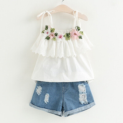 Children Girls Summer Word Shoulder Sling Printed Sleeveless T-Shirt Casual Tops Hole Jeans Pants
Children Girls Summer Word Shoulder Sling Printed Sleeveless T-Shirt Casual Tops Hole Jeans Pants