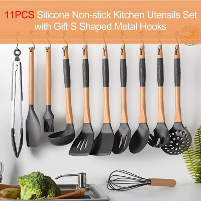Kitchen Utensils Set 11Pcs Silicone Non-stick Cooking Utensils Set with Gift Shaped Metal Hook Silica Gel Utensil Wooden Handle
Kitchen Utensils Set 11Pcs Silicone Non-stick Cooking Utensils Set with Gift Shaped Metal Hook Silica Gel Utensil Wooden Handle