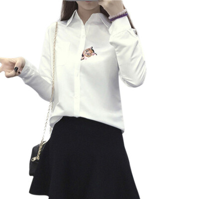 2019 Summer Cat Pattern Embroidery White Womens Shirt Simple New Style Fashion Design Casual Style Lapel Long-sleeved Blouse
2019 Summer Cat Pattern Embroidery White Womens Shirt Simple New Style Fashion Design Casual Style Lapel Long-sleeved Blouse