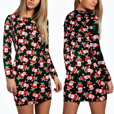 Tailored Fashion Merry Christmas Santa Claus Print Xmas Long Sleeve O-Neck Mini Dress
Tailored Fashion Merry Christmas Santa Claus Print Xmas Long Sleeve O-Neck Mini Dress