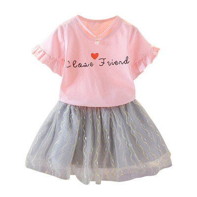 Kids Girls Casual Short Sleeve Costume Set Summer Letter Print T-shirtMesh Skirts Suits 2Pcs Princess Dress
Kids Girls Casual Short Sleeve Costume Set Summer Letter Print T-shirtMesh Skirts Suits 2Pcs Princess Dress