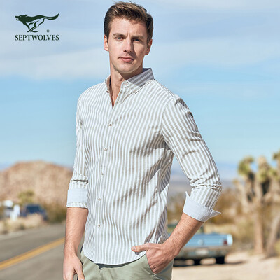 Seven wolves shirt men 2019 spring new mens fashion business casual stripes mens long-sleeved shirt green gray 17552AXL
Seven wolves shirt men 2019 spring new mens fashion business casual stripes mens long-sleeved shirt green gray 17552AXL