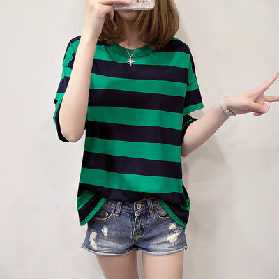 JOY OF JOY 2019 summer round neck Korean version of the bottom stripe bat half sleeve womens loose wild T-shirt female tide JWTD191266 green stripes 2XL
JOY OF JOY 2019 summer round neck Korean version of the bottom stripe bat half sleeve womens loose wild T-shirt female tide JWTD191266 green stripes 2XL