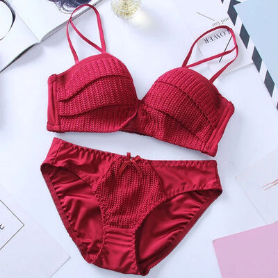 Sexy underwear set Solid Color Girl Knitting Thread Without Steel Ring Gather 12 Cup Bra Underwear Set
Sexy underwear set Solid Color Girl Knitting Thread Without Steel Ring Gather 12 Cup Bra Underwear Set