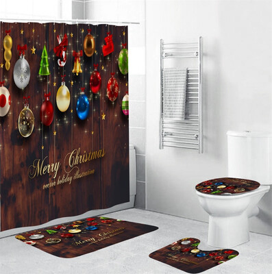 Gobestart 4Pcs Christmas shower Curtain Bathroom Anti-slip Carpet Rug Toilet Cover Mat Set
Gobestart 4Pcs Christmas shower Curtain Bathroom Anti-slip Carpet Rug Toilet Cover Mat Set