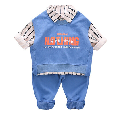 Autumn Baby Boy Cute Long Sleeve Handsome Striped Print Shirt Letters Sleeveless Sweatshirt Trousers Casual Outfits
Autumn Baby Boy Cute Long Sleeve Handsome Striped Print Shirt Letters Sleeveless Sweatshirt Trousers Casual Outfits