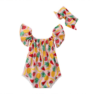Summer Newborn Girls Rompers Set Flare Sleeve Fruit Print Jumpsuit For Girls Clothes with Headband
Summer Newborn Girls Rompers Set Flare Sleeve Fruit Print Jumpsuit For Girls Clothes with Headband
